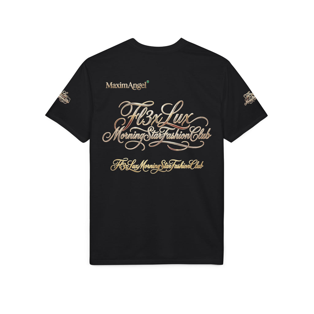 Luxury Gold Script Performance T-Shirt — F3xLux Morning Stay Fashion Club Design