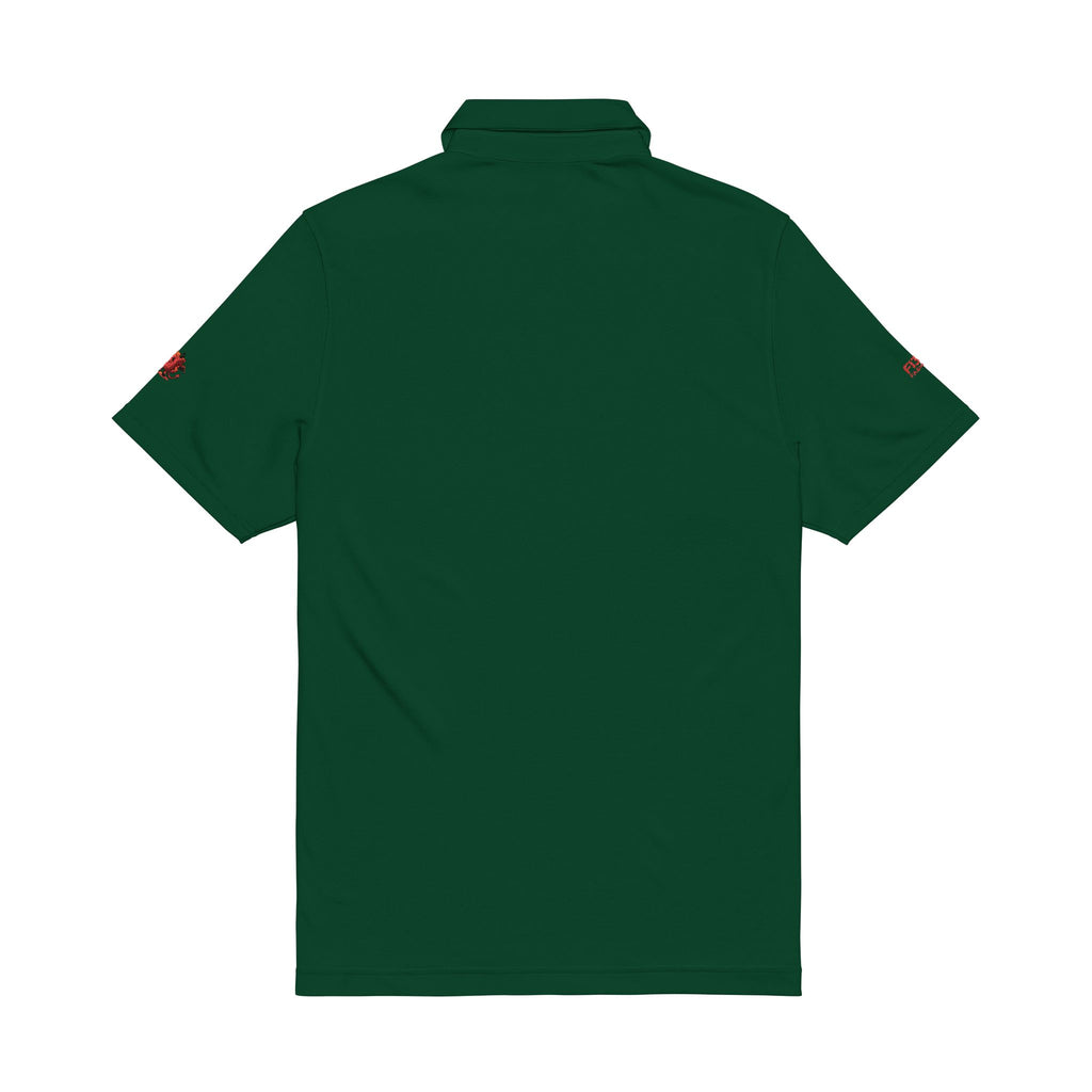 Embroidered Devil Mascot Men's Polo — White Performance Golf Shirt