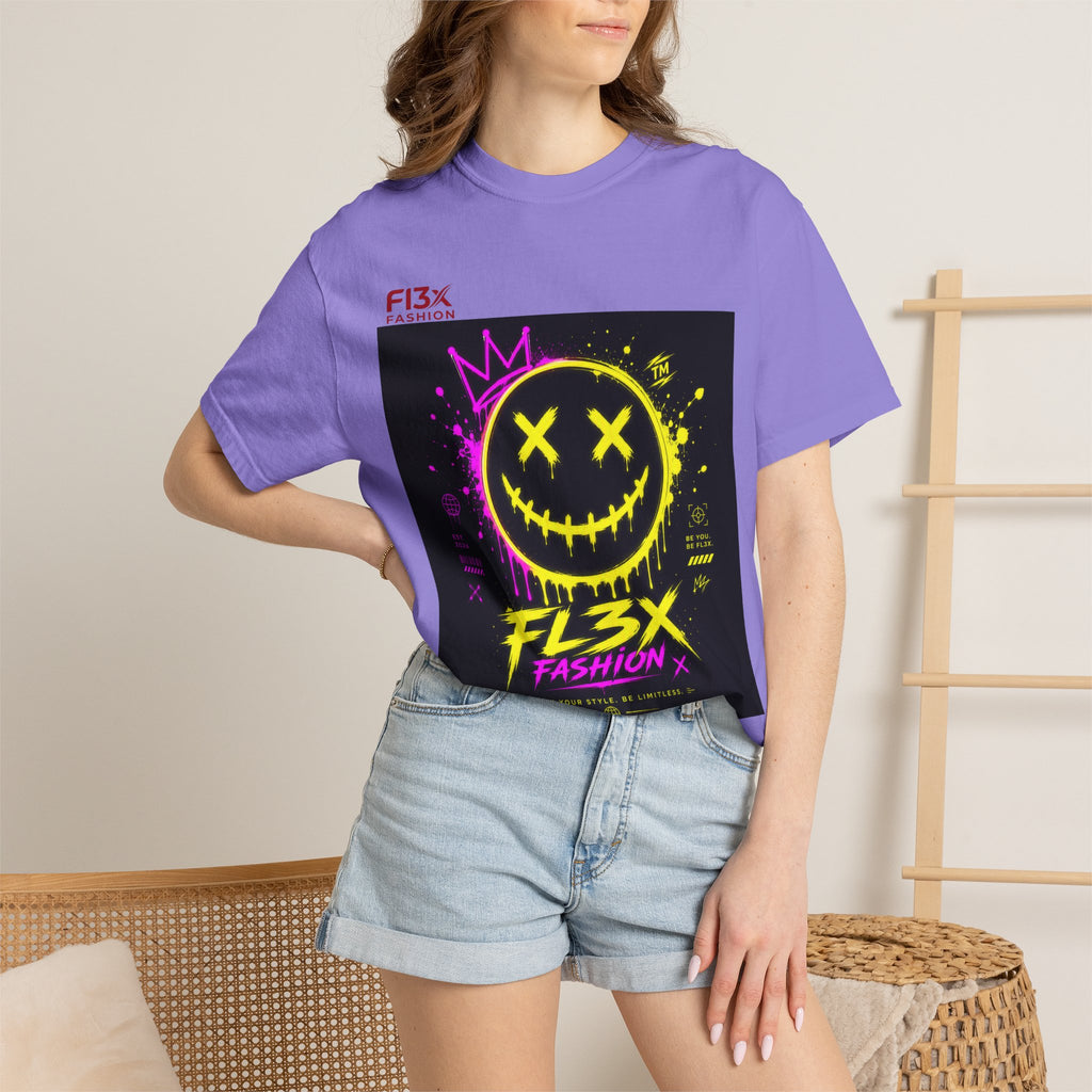 Graphic Tee — Neon Graffiti Smiley "FL3X Fashion"