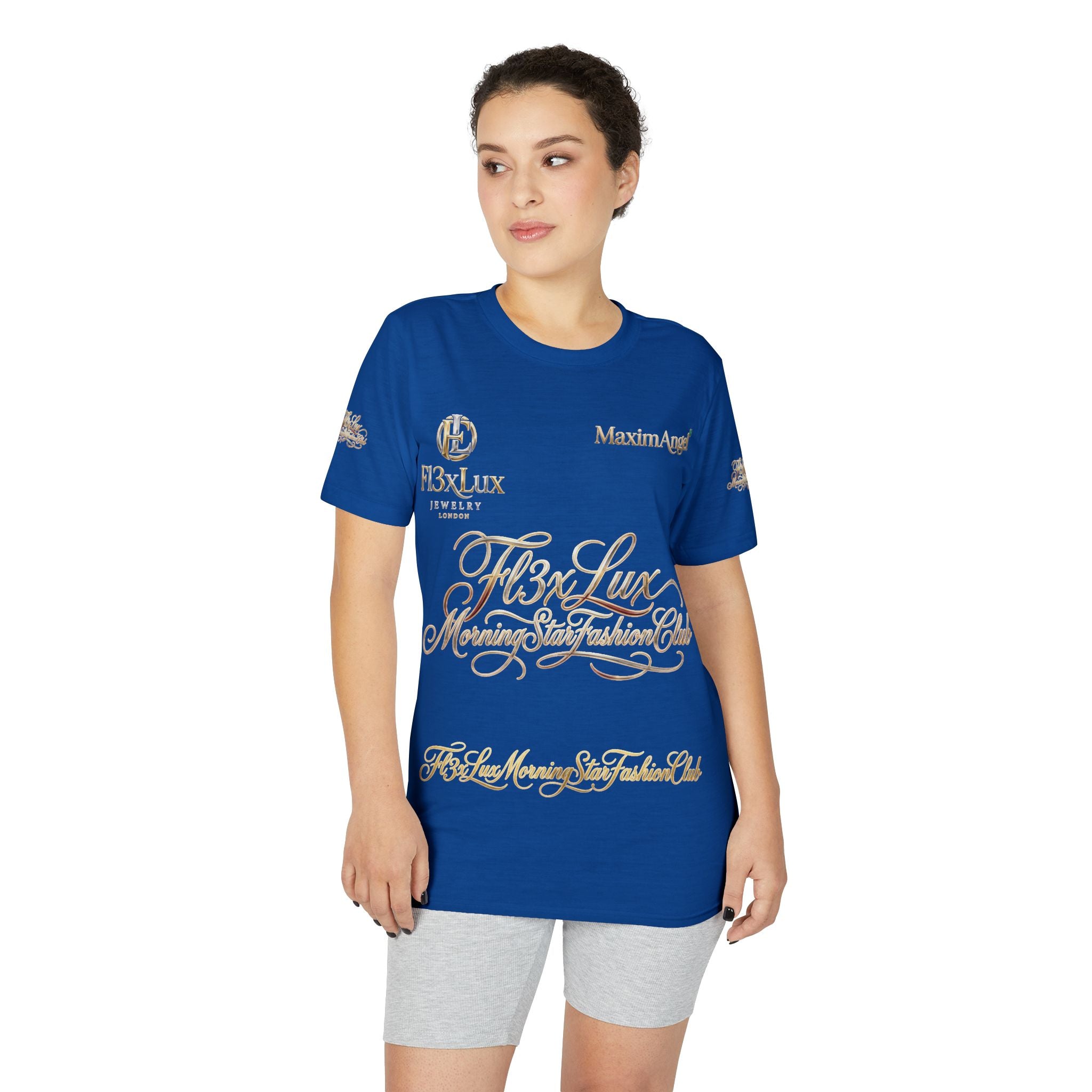 Luxury Gold Script Performance T-Shirt — F3xLux Morning Stay Fashion Club Design