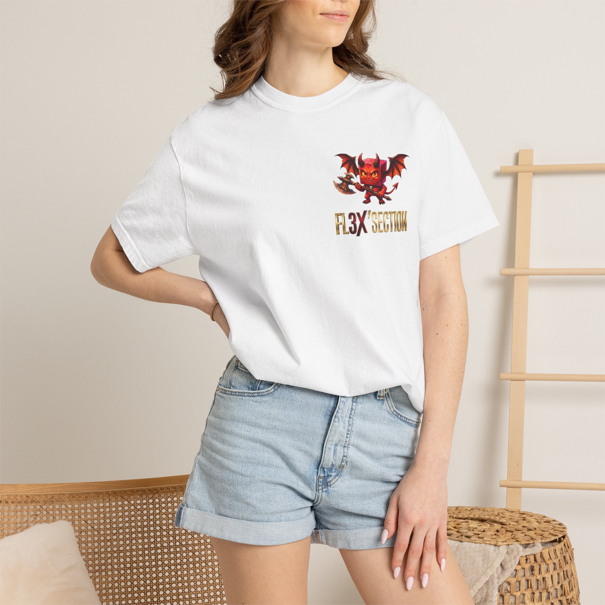Devil Mascot T-Shirt — 'F13X Fashion' Graphic Tee (Front Chest & Back Print)