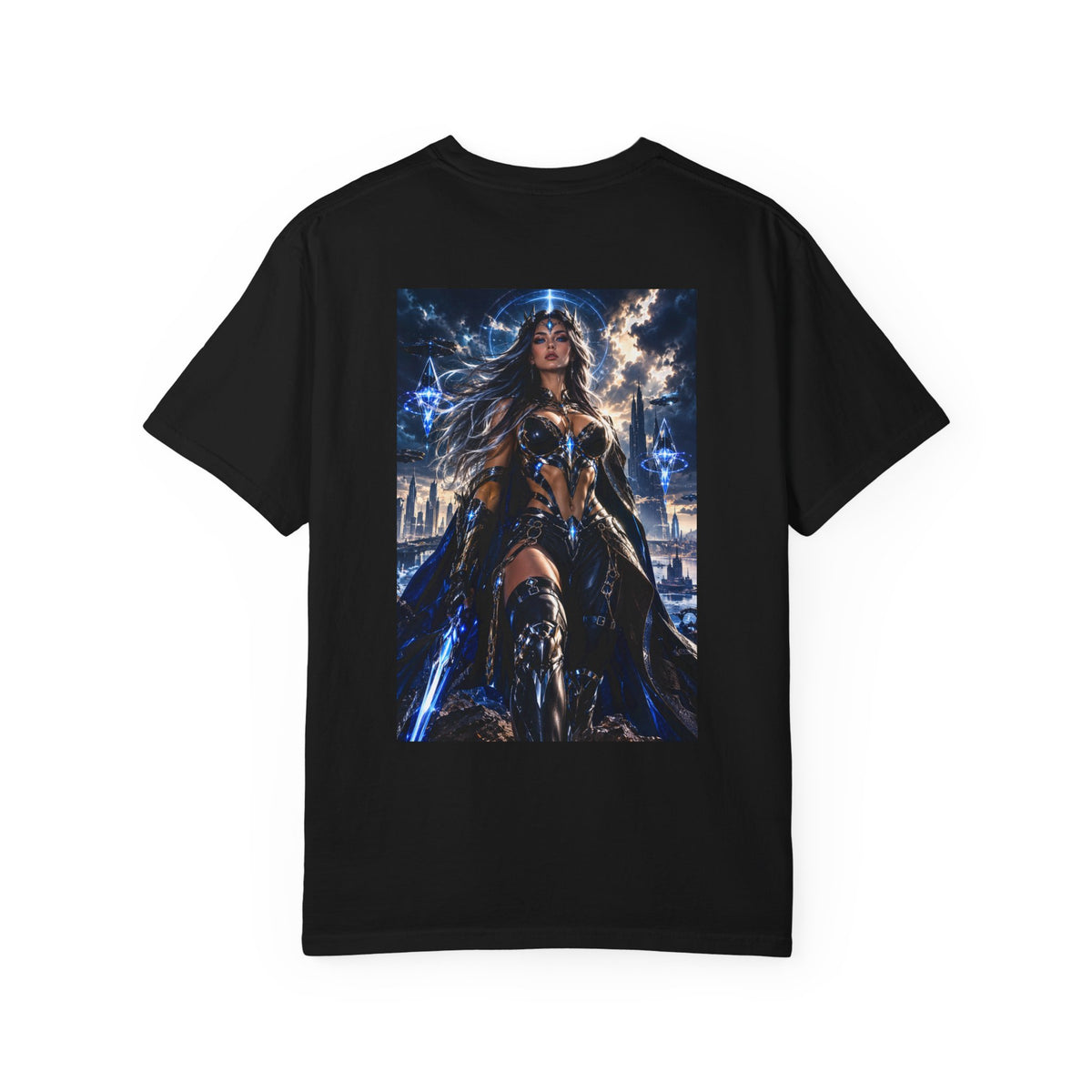 Graphic T-Shirt — Mythic Warrior Back Print with Crest Logos