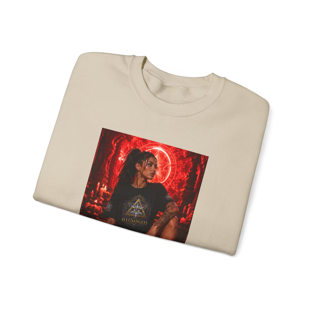 Crewneck Sweatshirt — Gothic Red Neon Angel Photo Print