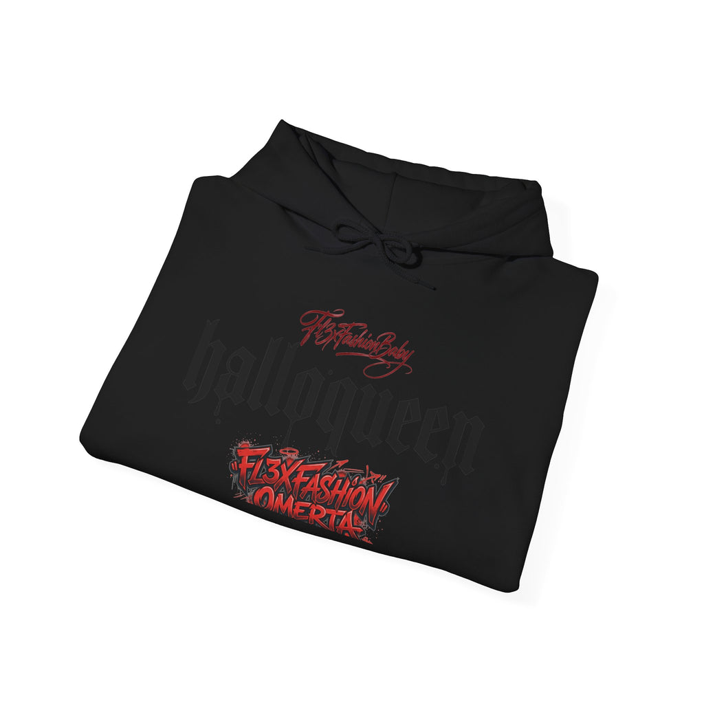 HallowQueen Gothic Halloween Hoodie — “HallowQueen” Graphic Pullover