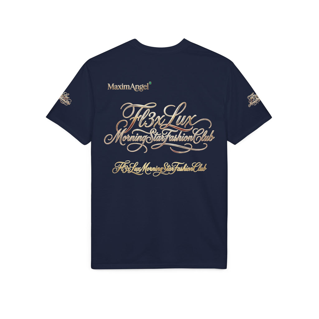 Luxury Gold Script Performance T-Shirt — F3xLux Morning Stay Fashion Club Design