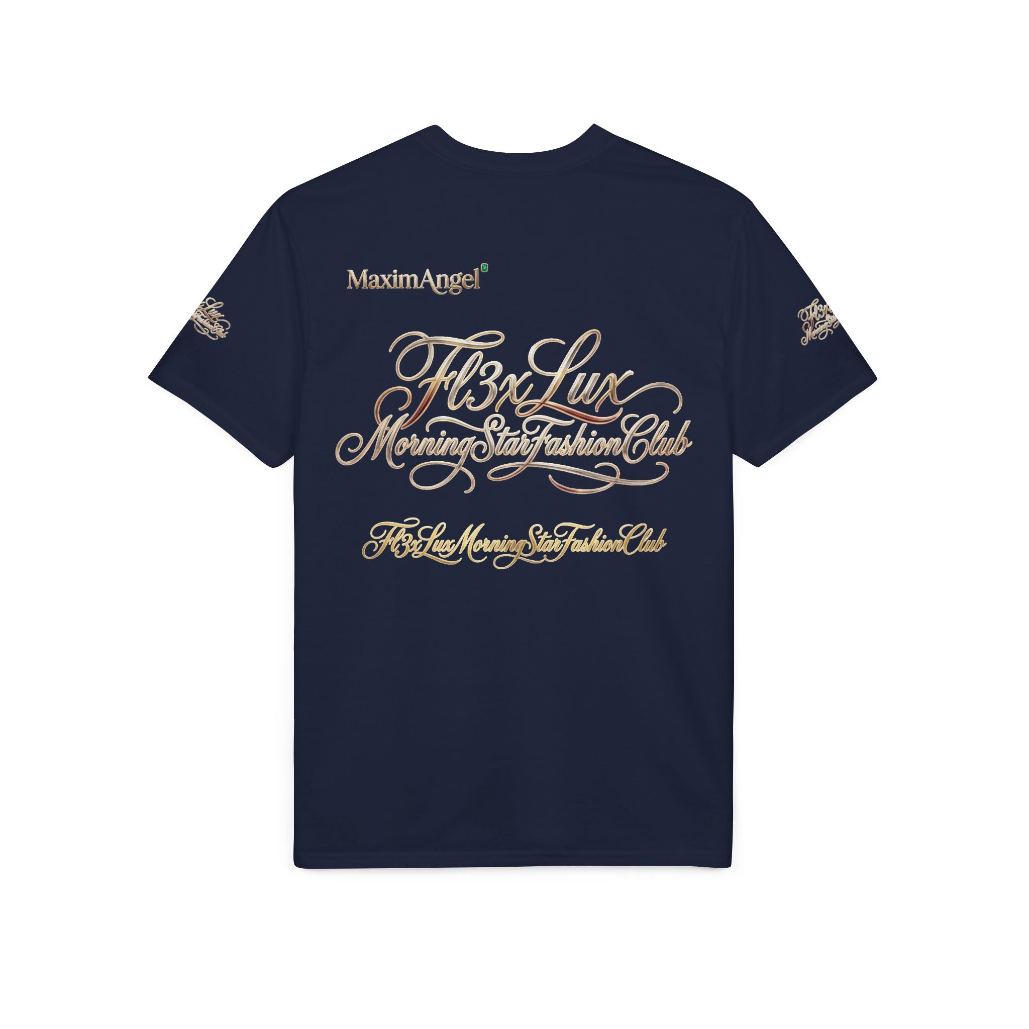 Luxury Gold Script Performance T-Shirt — F3xLux Morning Stay Fashion Club Design