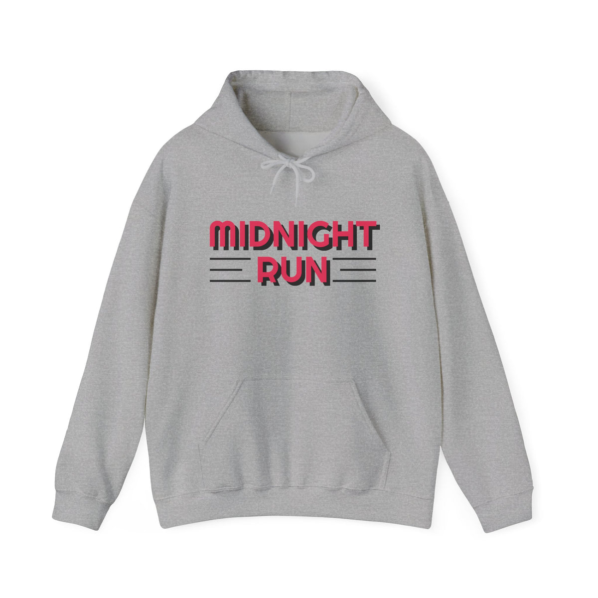 Midnight Run Hoodie — Retro Pink & Black Typography Pullover