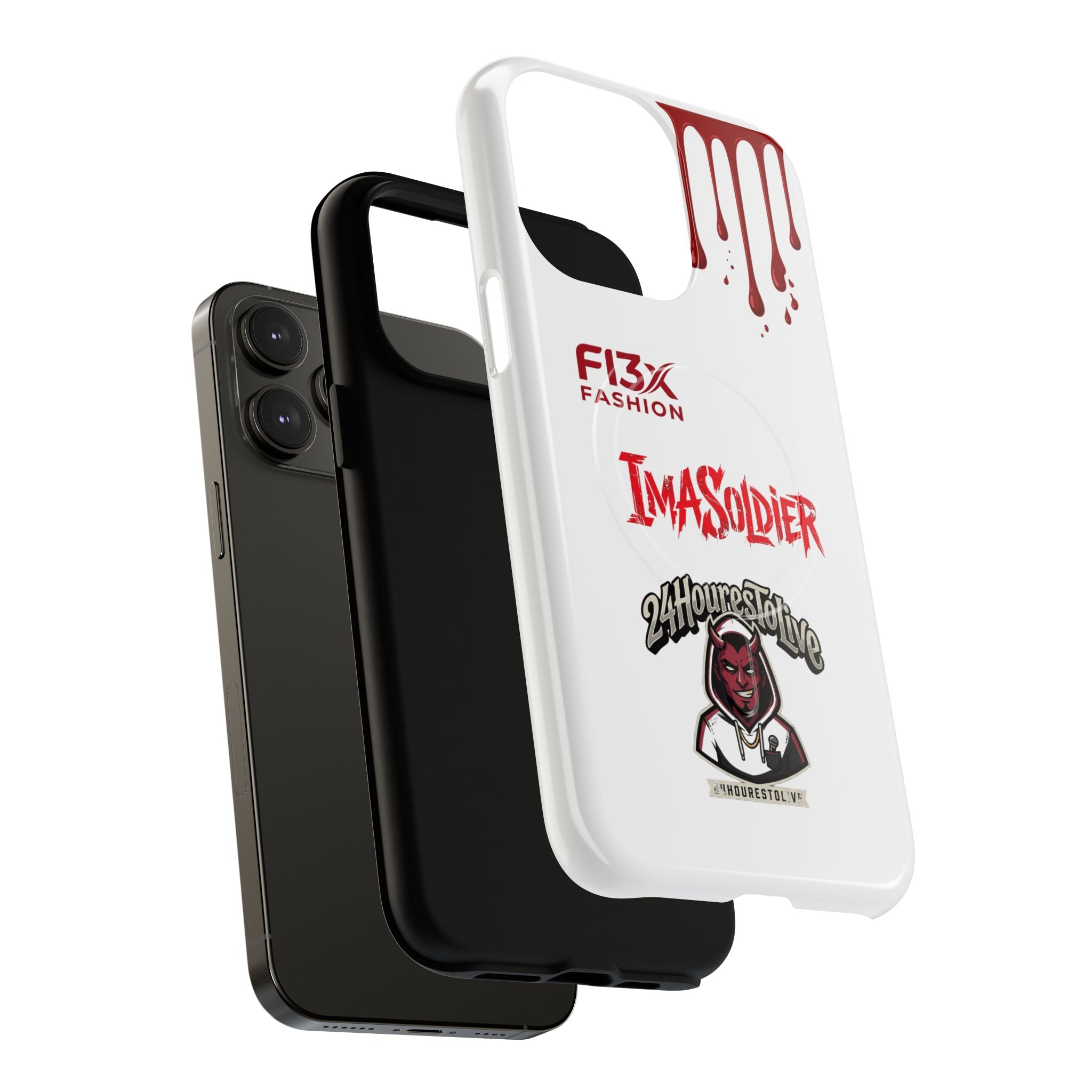 Tough Magnetic Phone Case — 'ImASoldier' Blood Drip Gaming Design