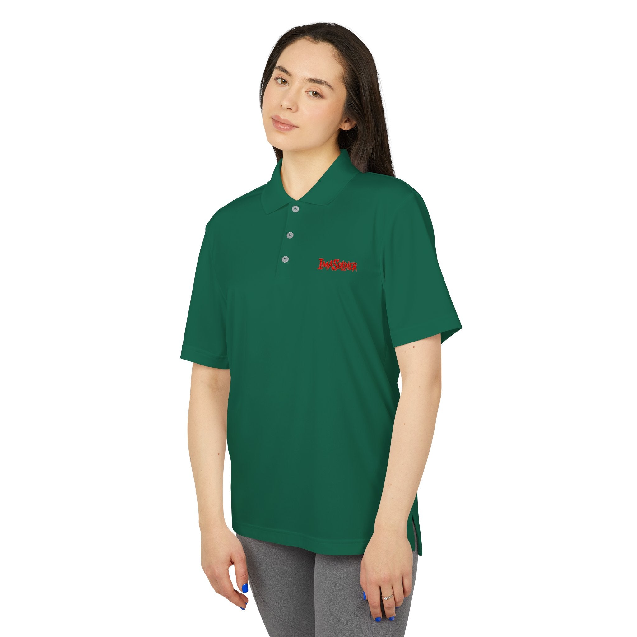 White Performance Polo — 'I Am Sober' Embroidered Chest Design
