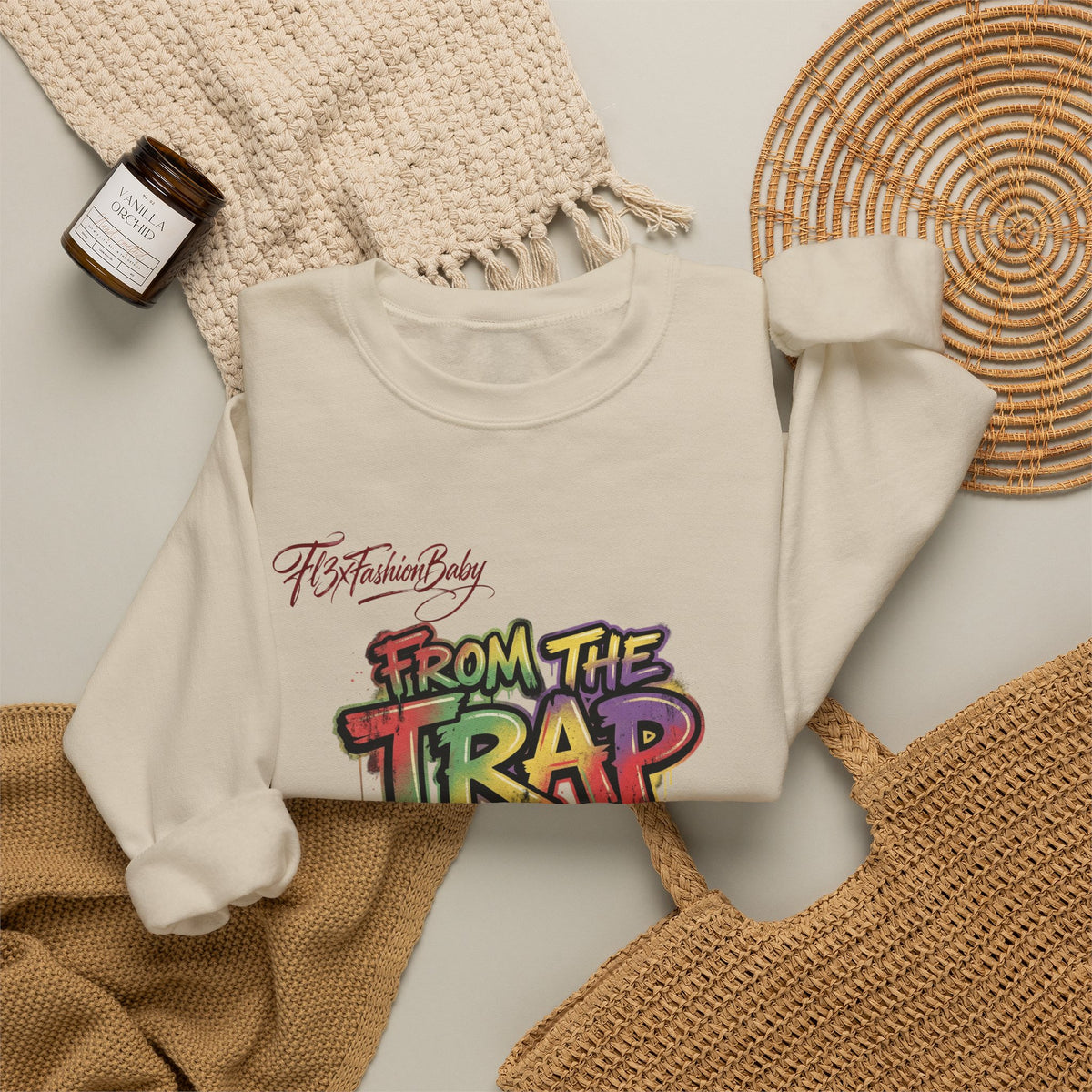 From the Trap to the Mob Crewneck Sweatshirt — Colorful Streetwear Graphic