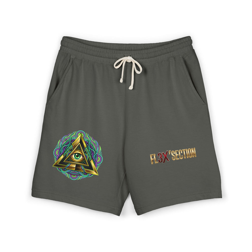 Conscious Symbol Fleece Sweat Shorts — Illuminati Triangle & Anarchy Graphic