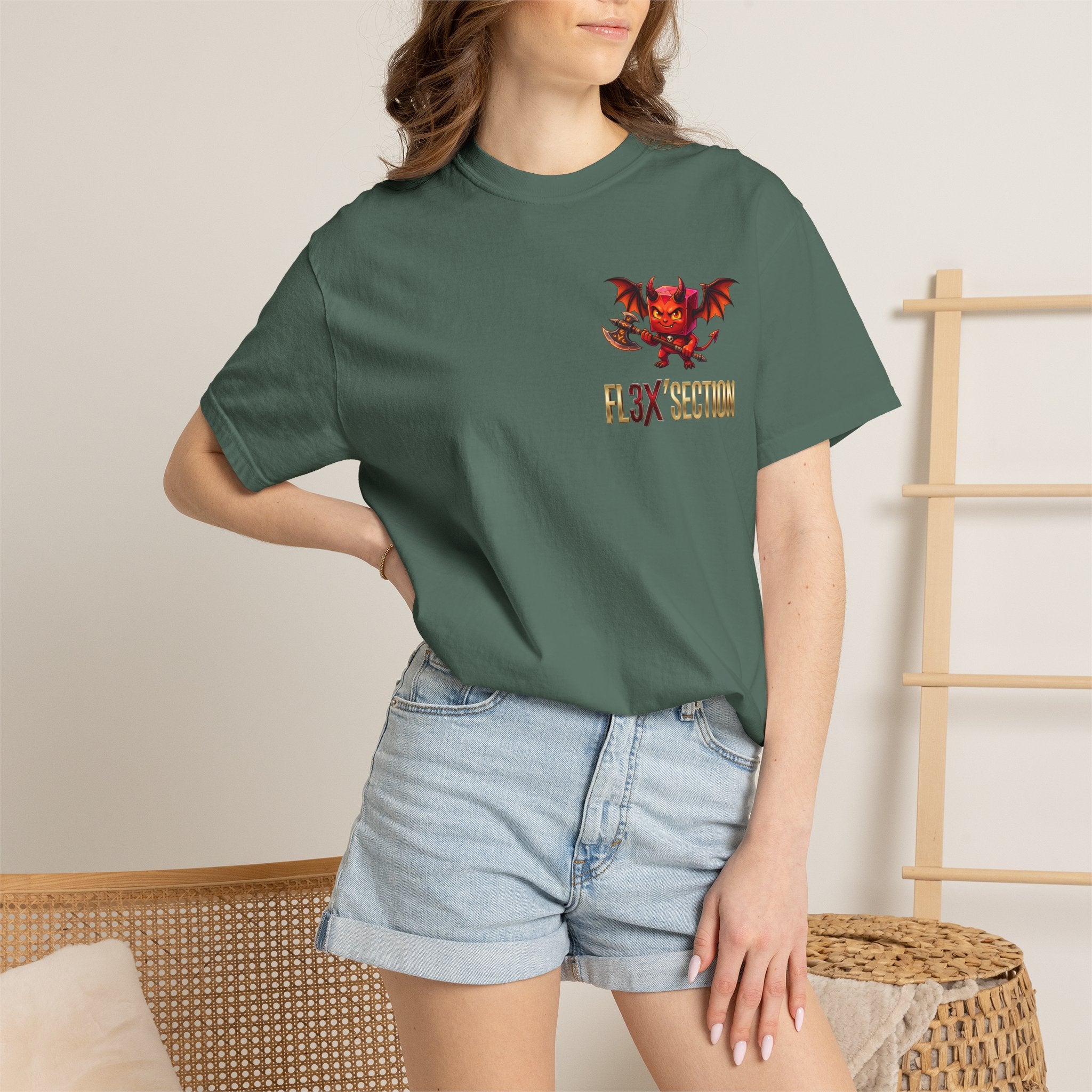 Devil Mascot T-Shirt — 'F13X Fashion' Graphic Tee (Front Chest & Back Print)