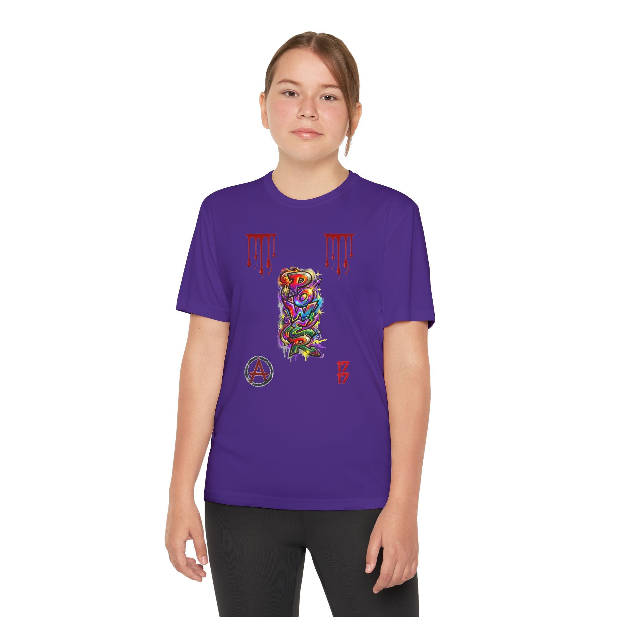 Youth Competitor Tee — Colorful Graffiti Anarchy Graphic T-Shirt