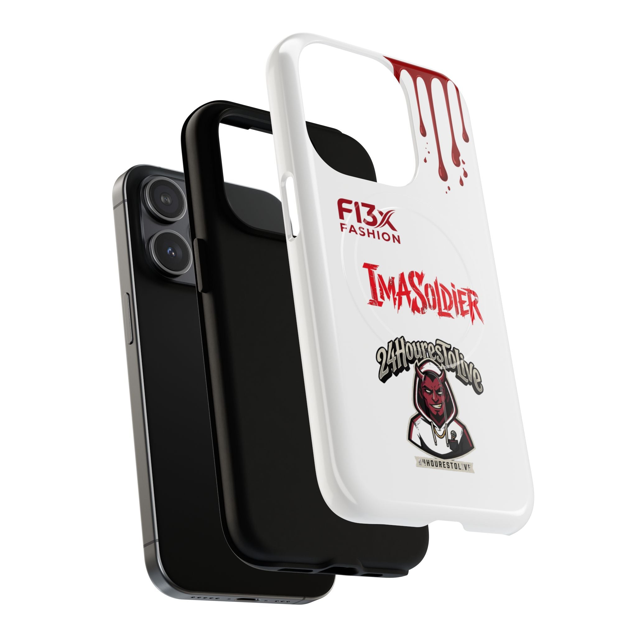 Tough Magnetic Phone Case — 'ImASoldier' Blood Drip Gaming Design