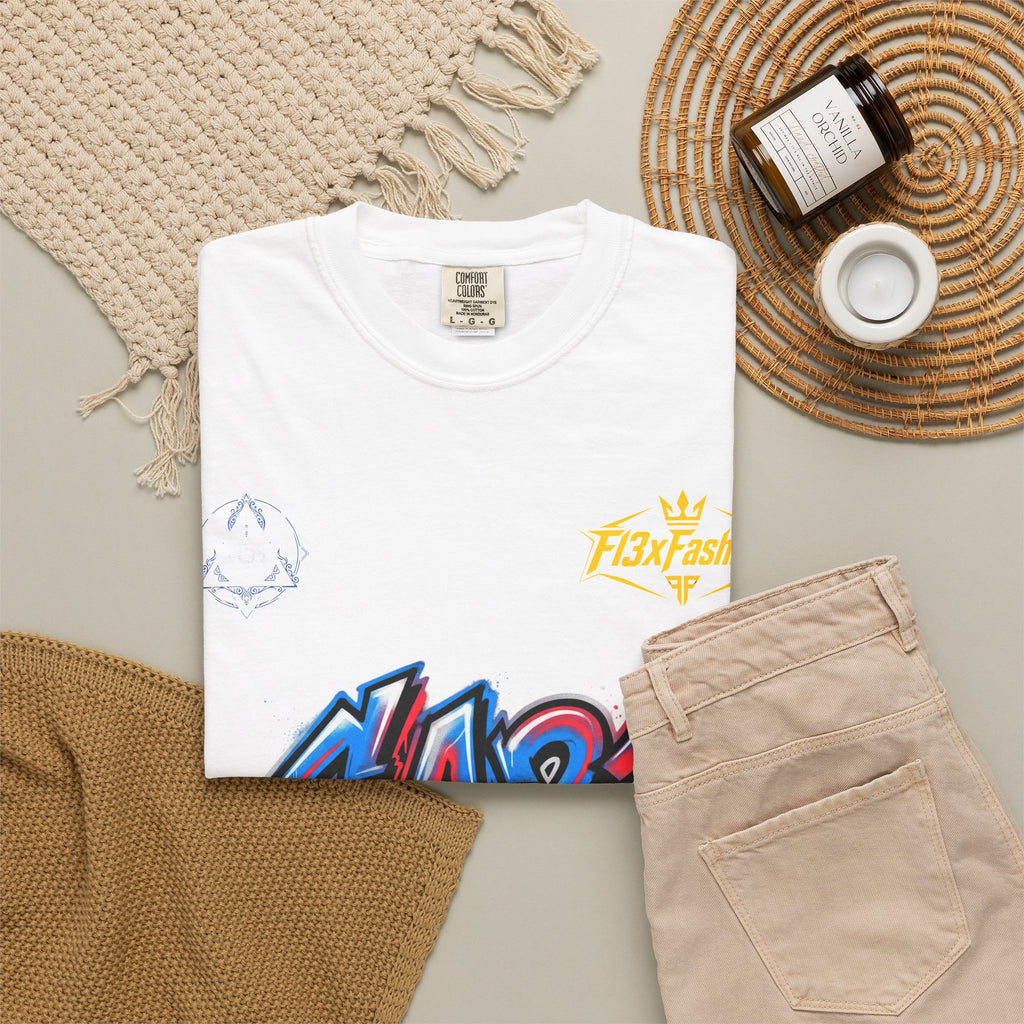 SA21 Graffiti T-Shirt — Urban Streetwear Tee with Drip Art & Tropical Patch