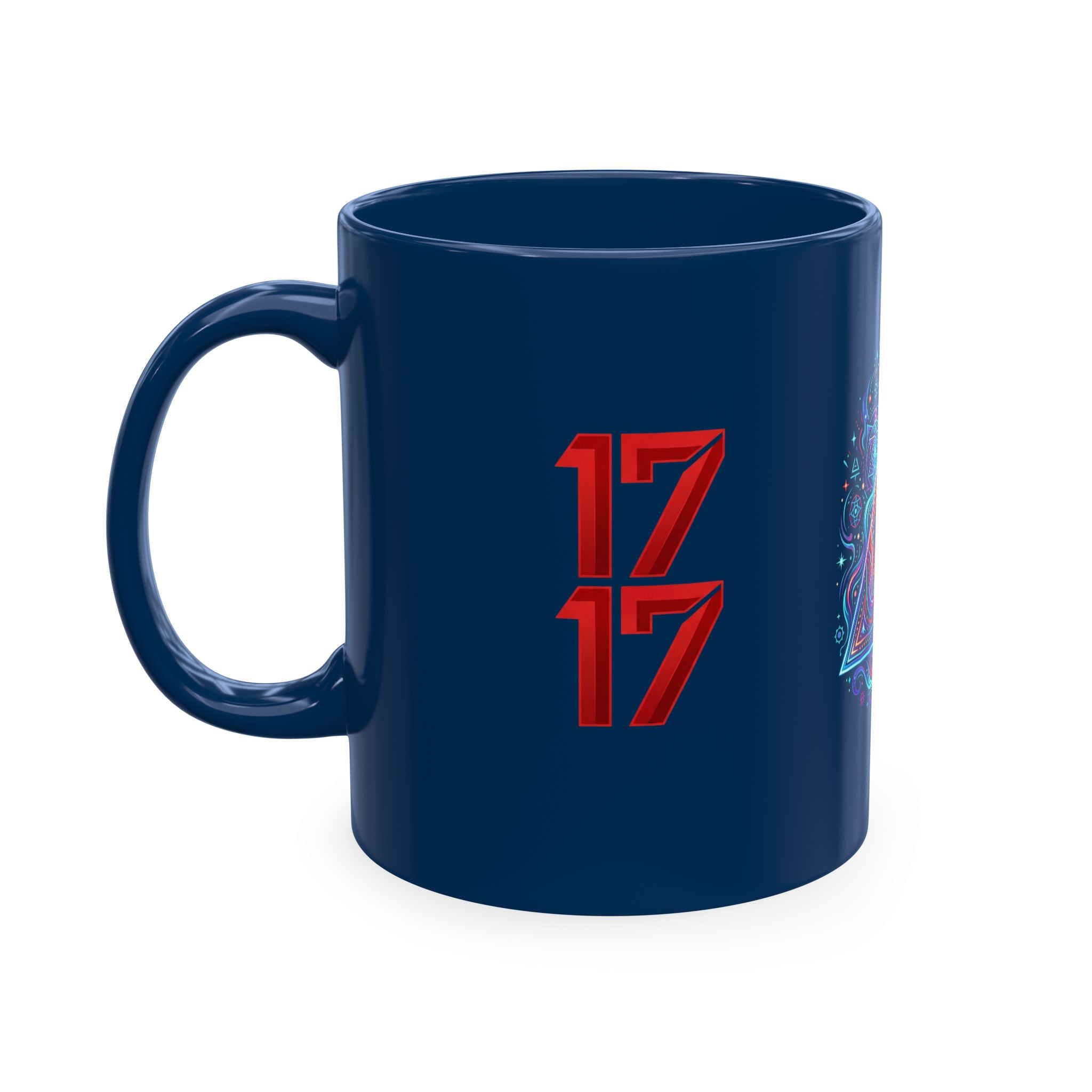 Ceramic Mug — Mystic Third Eye Pyramid Design with 7/17 Red Numerals