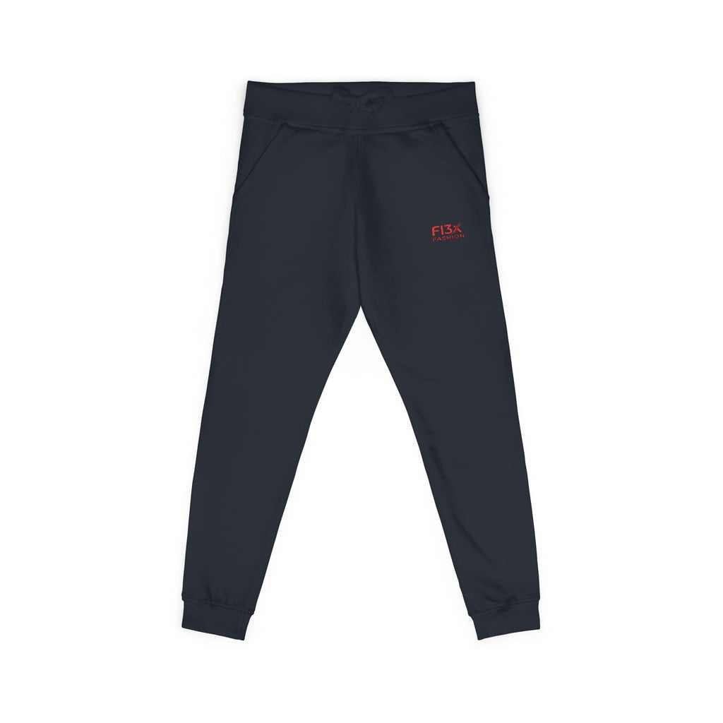 Embroidered Cozy Sweatpants — Minimal Red Logo Fleece Joggers