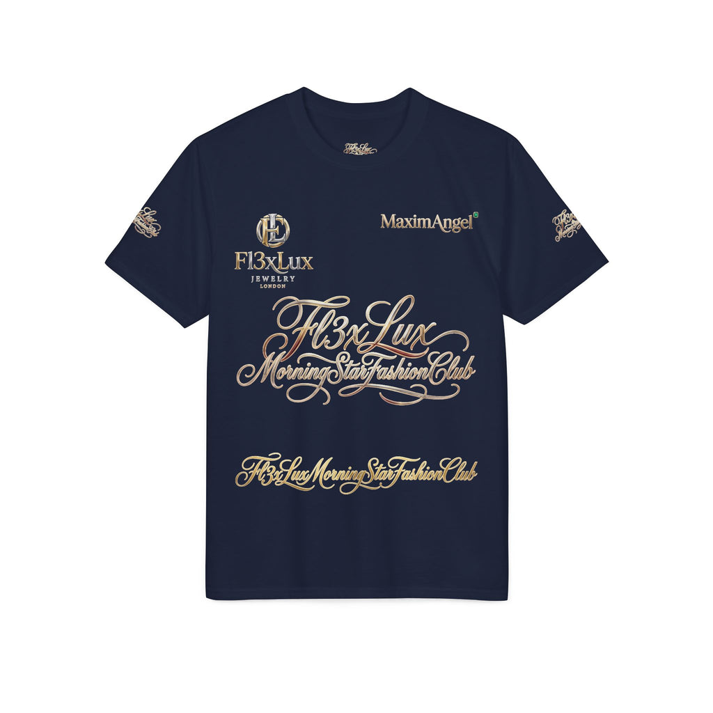 Luxury Gold Script Performance T-Shirt — F3xLux Morning Stay Fashion Club Design