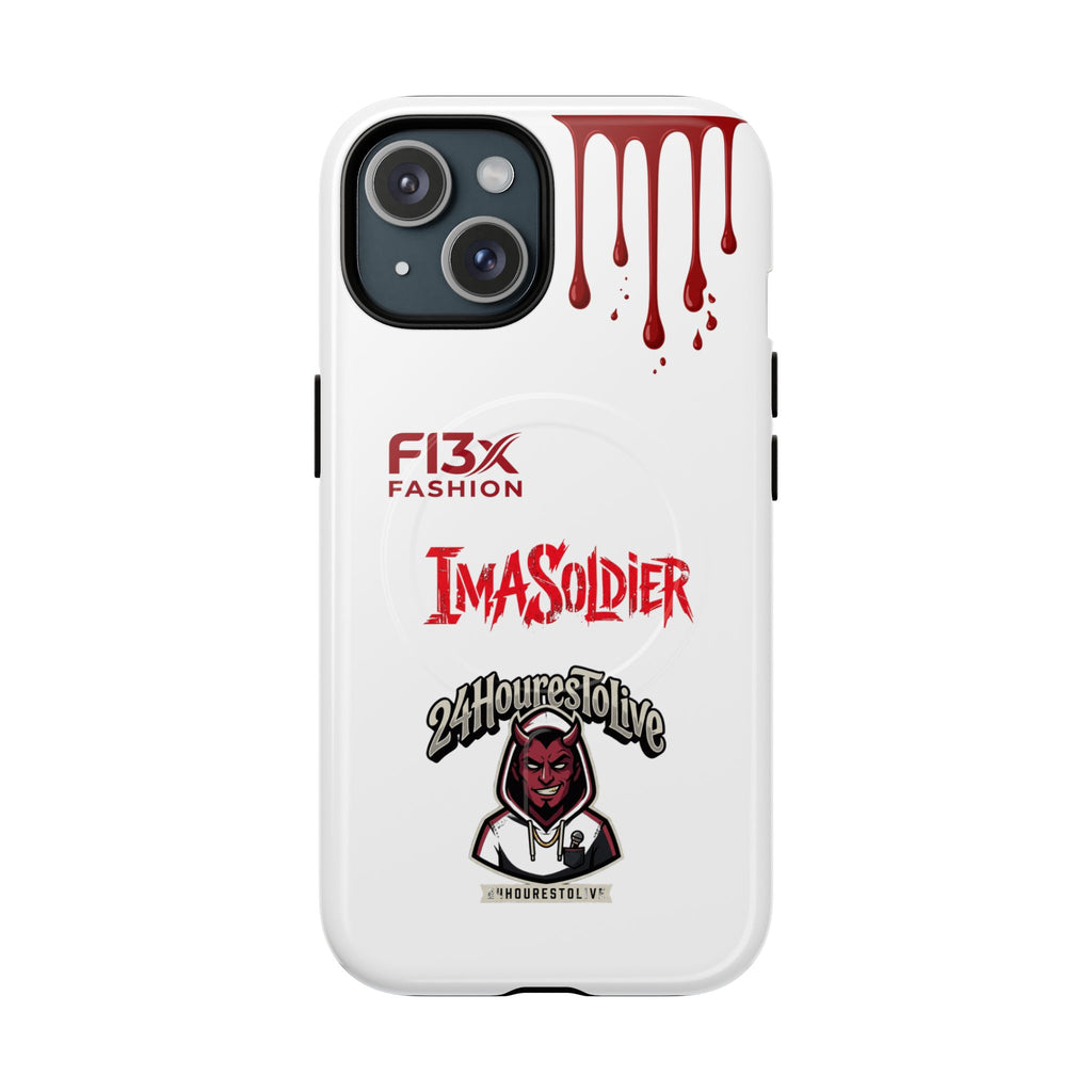 Tough Magnetic Phone Case — 'ImASoldier' Blood Drip Gaming Design