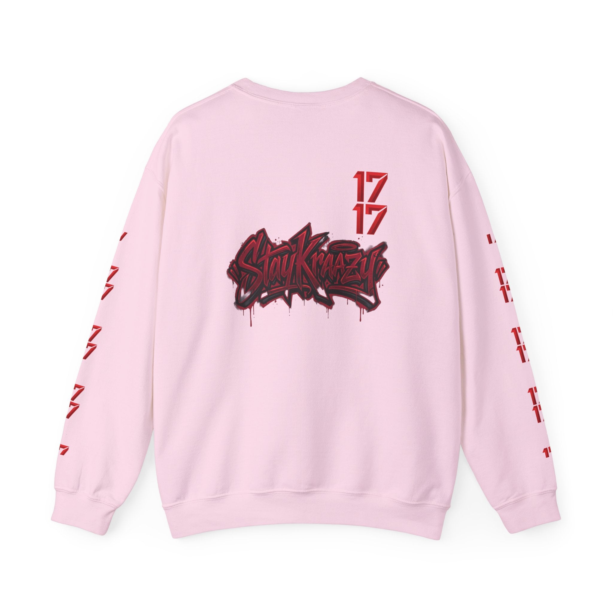 Streetwear Crewneck Sweatshirt — Graffiti 'Stay Krazy' Design with 17/17 Sleeve Accents
