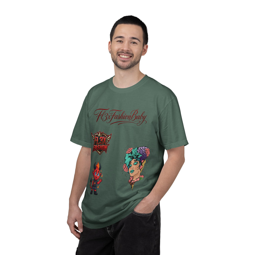 Artistic Floral Portrait T-Shirt — 'Fl3xFashionBaby' Graphic Tee