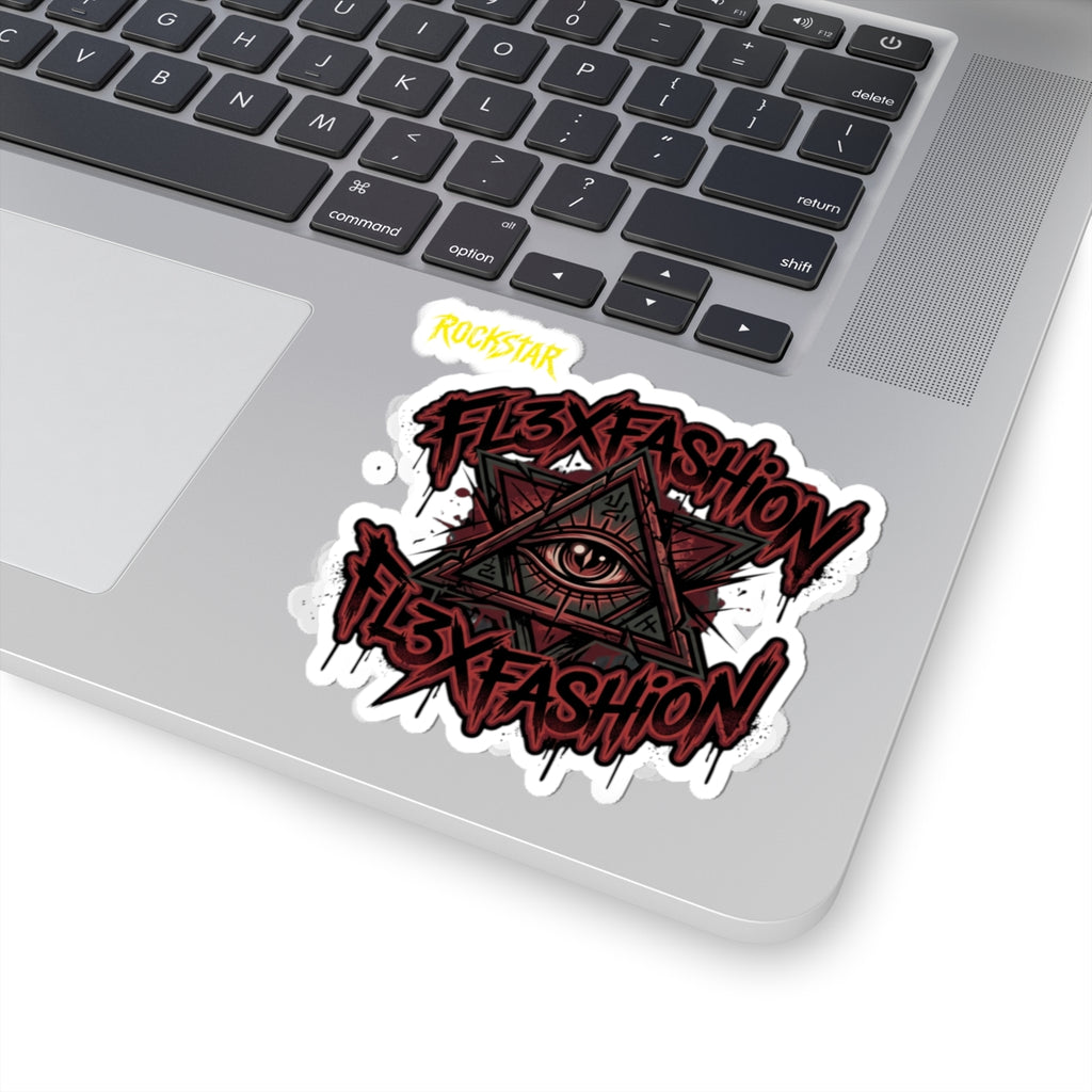 Kiss-Cut Sticker — Gothic Eye Pyramid 'FL3XFASHION' Graphic Sticker (Laptop, Skateboard)