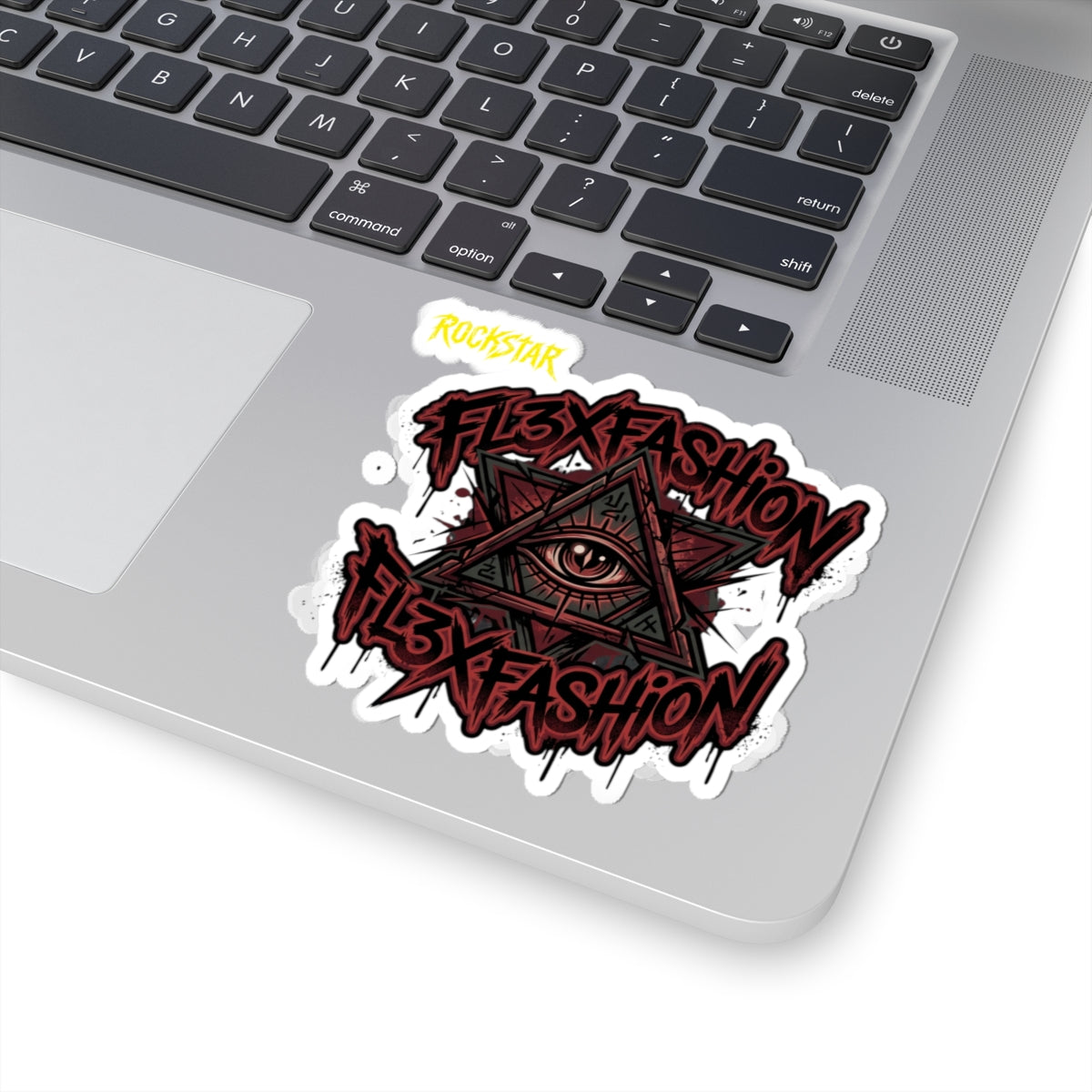 Kiss-Cut Sticker — Gothic Eye Pyramid 'FL3XFASHION' Graphic Sticker (Laptop, Skateboard)