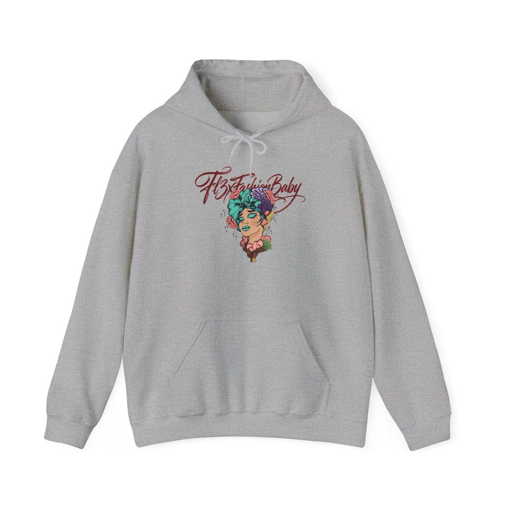Hoodie — "Fate, Time Baby" Colorful Floral Portrait Graphic Hoodie