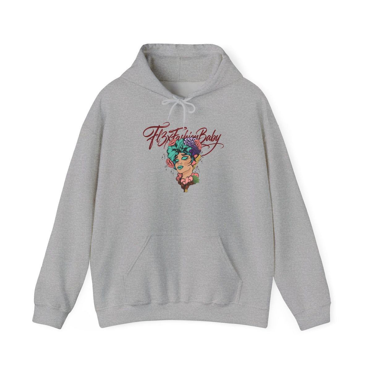 Hoodie — "Fate, Time Baby" Colorful Floral Portrait Graphic Hoodie