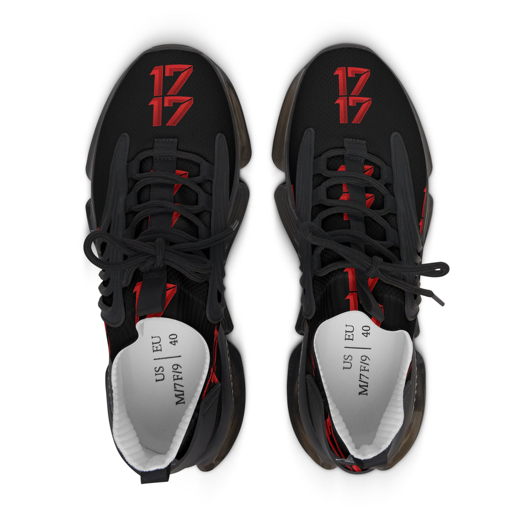 Women’s Mesh Sneakers — Black Red 1717 Athletic Running Shoes