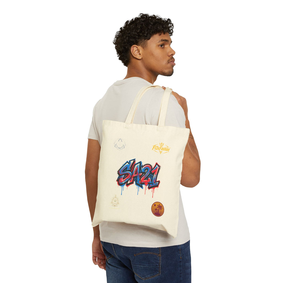 Canvas Tote Bag — Graffiti 'SA21' Street Art Print