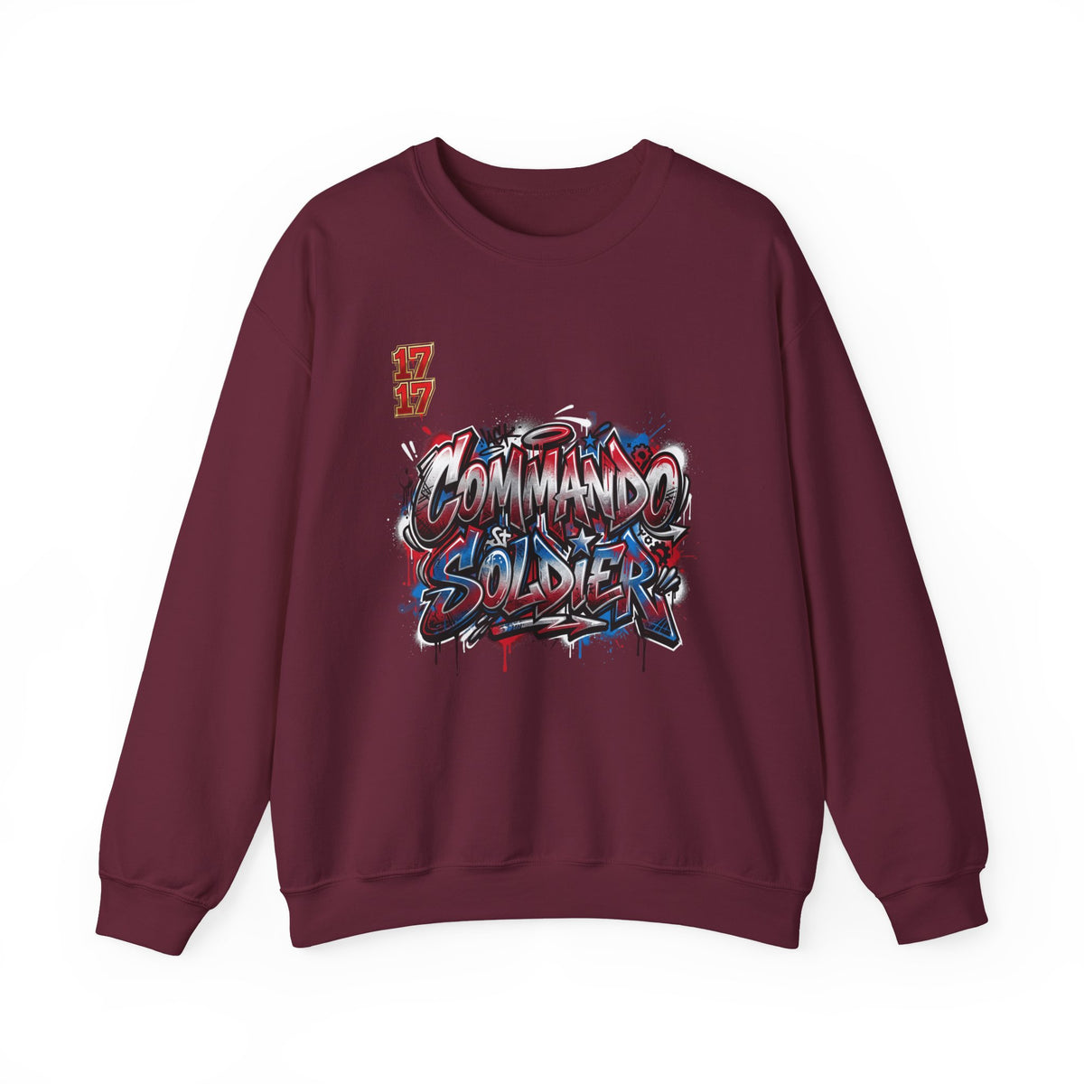 Crewneck Sweatshirt — 'Commando Soldier' Graffiti Graphic Crewneck