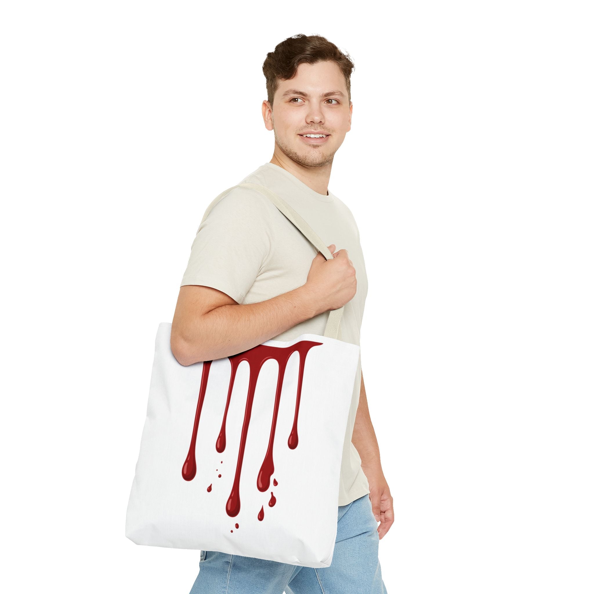 Dripping Blood Graphic Tote Bag — Red Horror Aesthetic Tote