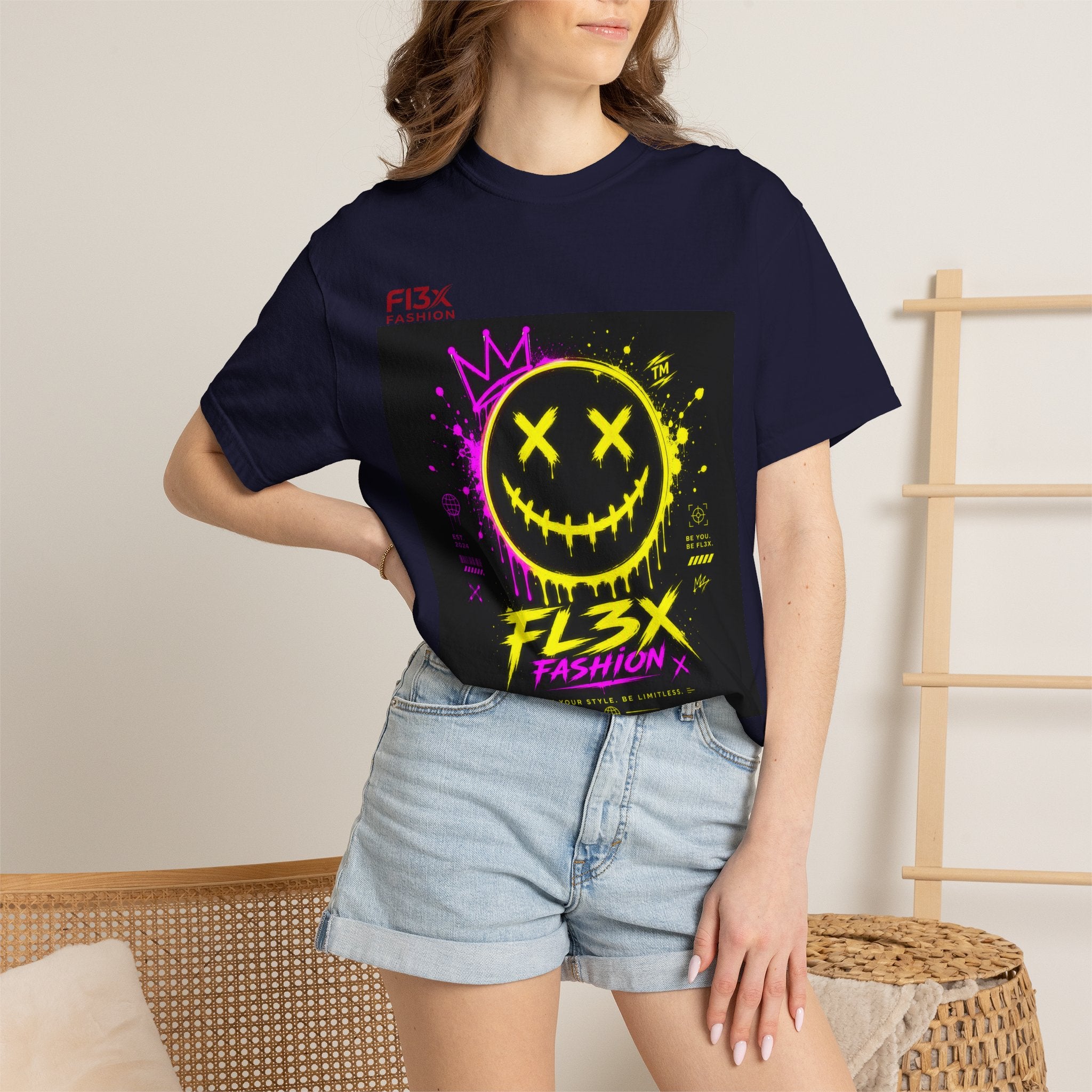 Graphic Tee — Neon Graffiti Smiley "FL3X Fashion"