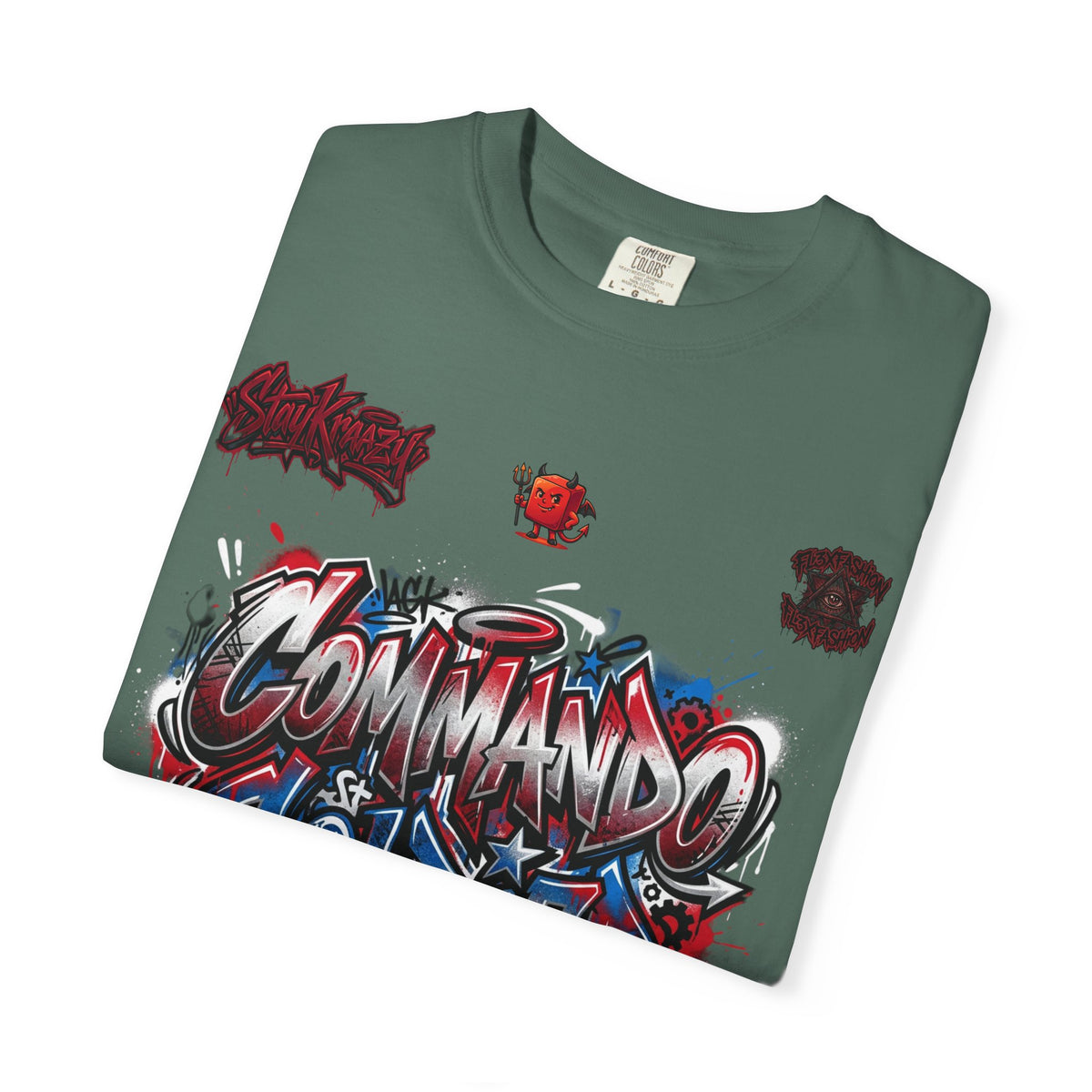 Commando Soldier Graphic T-Shirt — Streetwear Graffiti Design