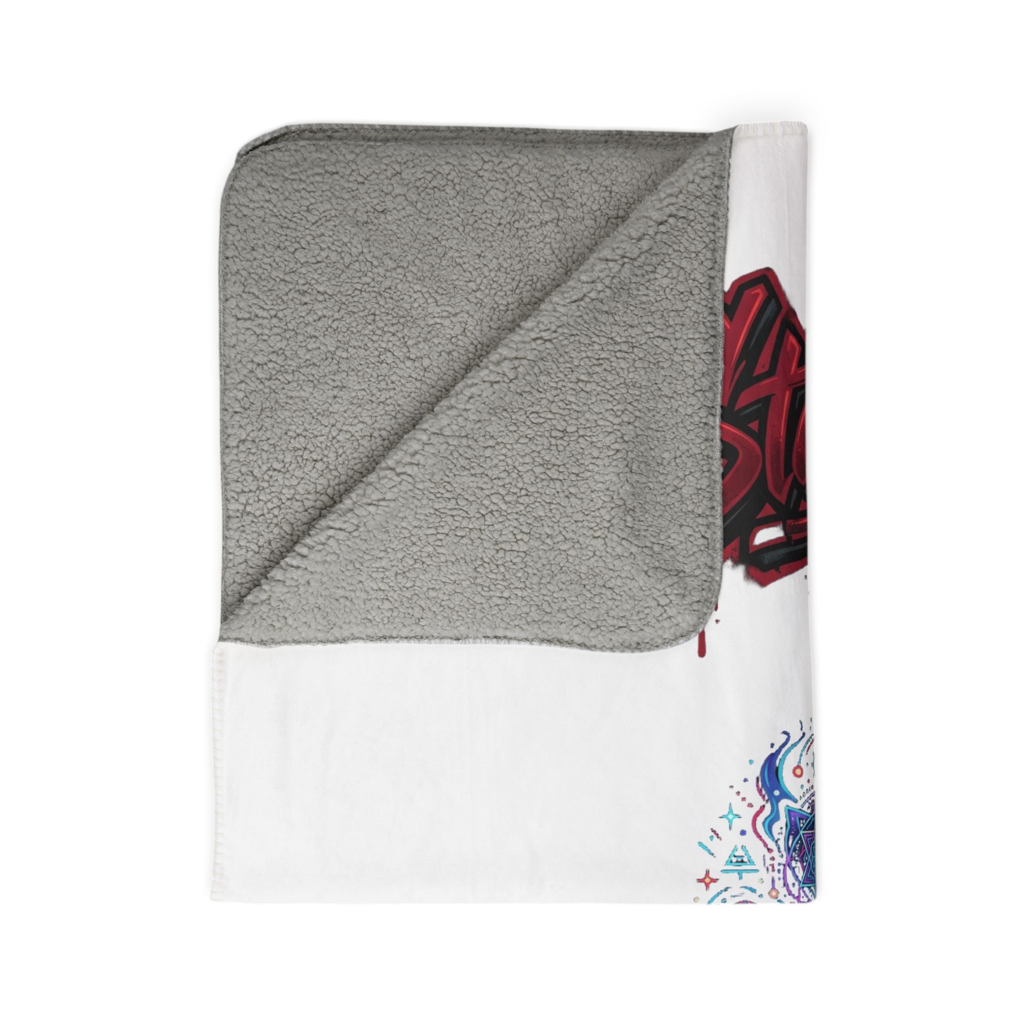 Sherpa Blanket — "Stay Kraazy" Illuminated Eye Graphic with 17 Accent