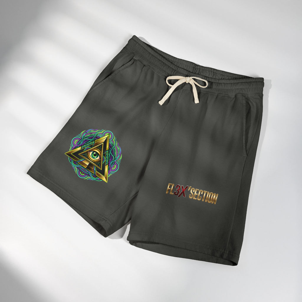 Conscious Symbol Fleece Sweat Shorts — Illuminati Triangle & Anarchy Graphic