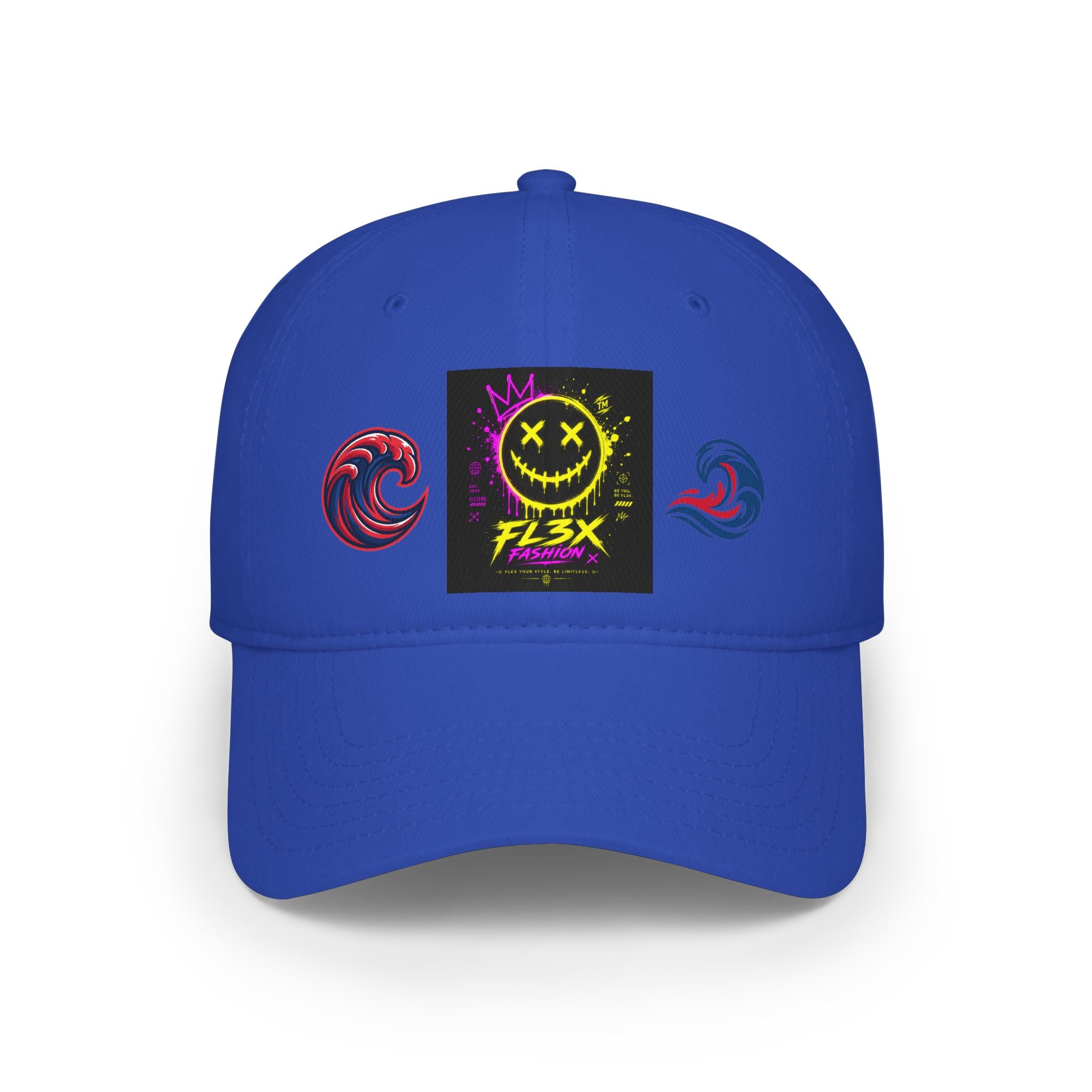 Low Profile Baseball Cap — Neon Grin Streetwear Hat with 'FL3X' Graphic