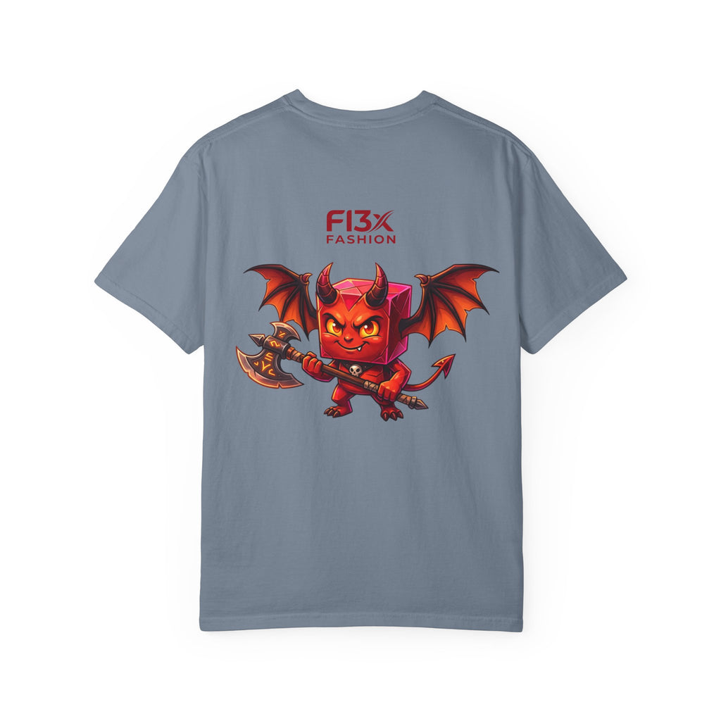 Devil Mascot T-Shirt — 'F13X Fashion' Graphic Tee (Front Chest & Back Print)