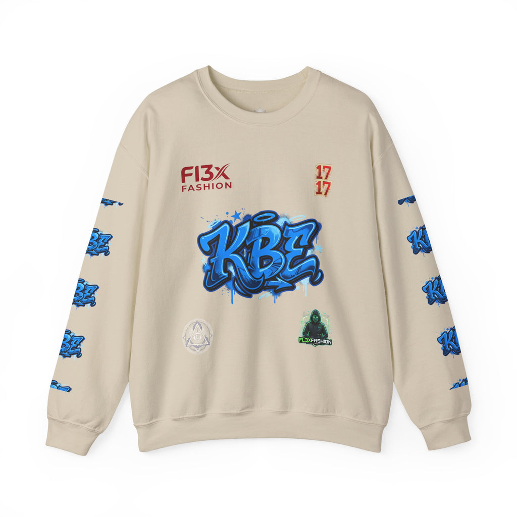 KBZ Graffiti Crewneck Sweatshirt – Streetwear Pullover with Blue Urban Tag Design