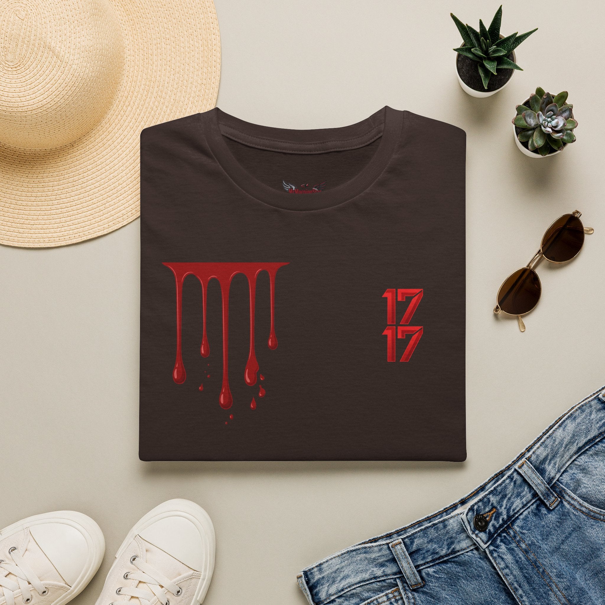 Graphic T-Shirt — Dripping Blood & 17/17 Snake Design