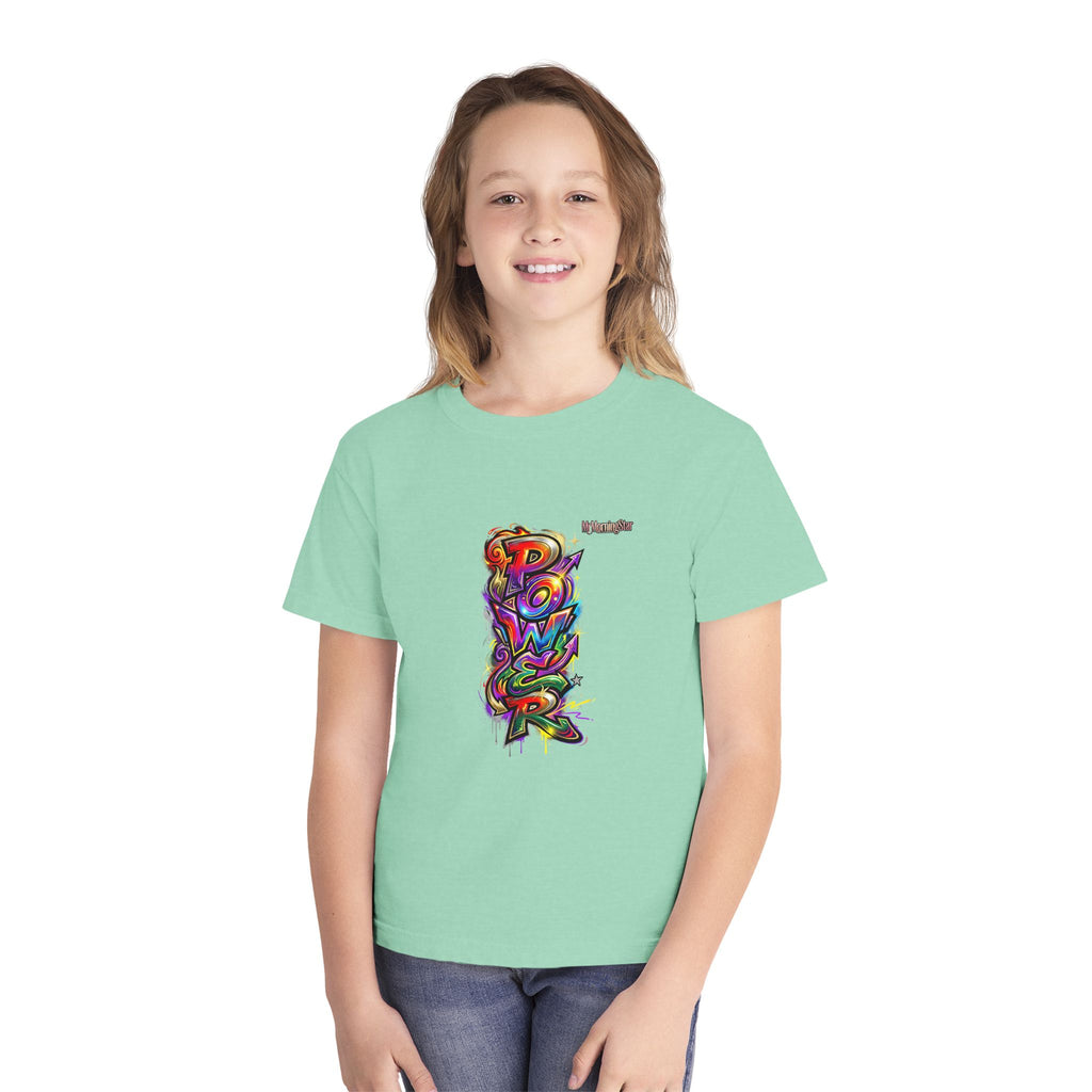 Youth Tee - Colorful 'Power' Graffiti Vertical Graphic