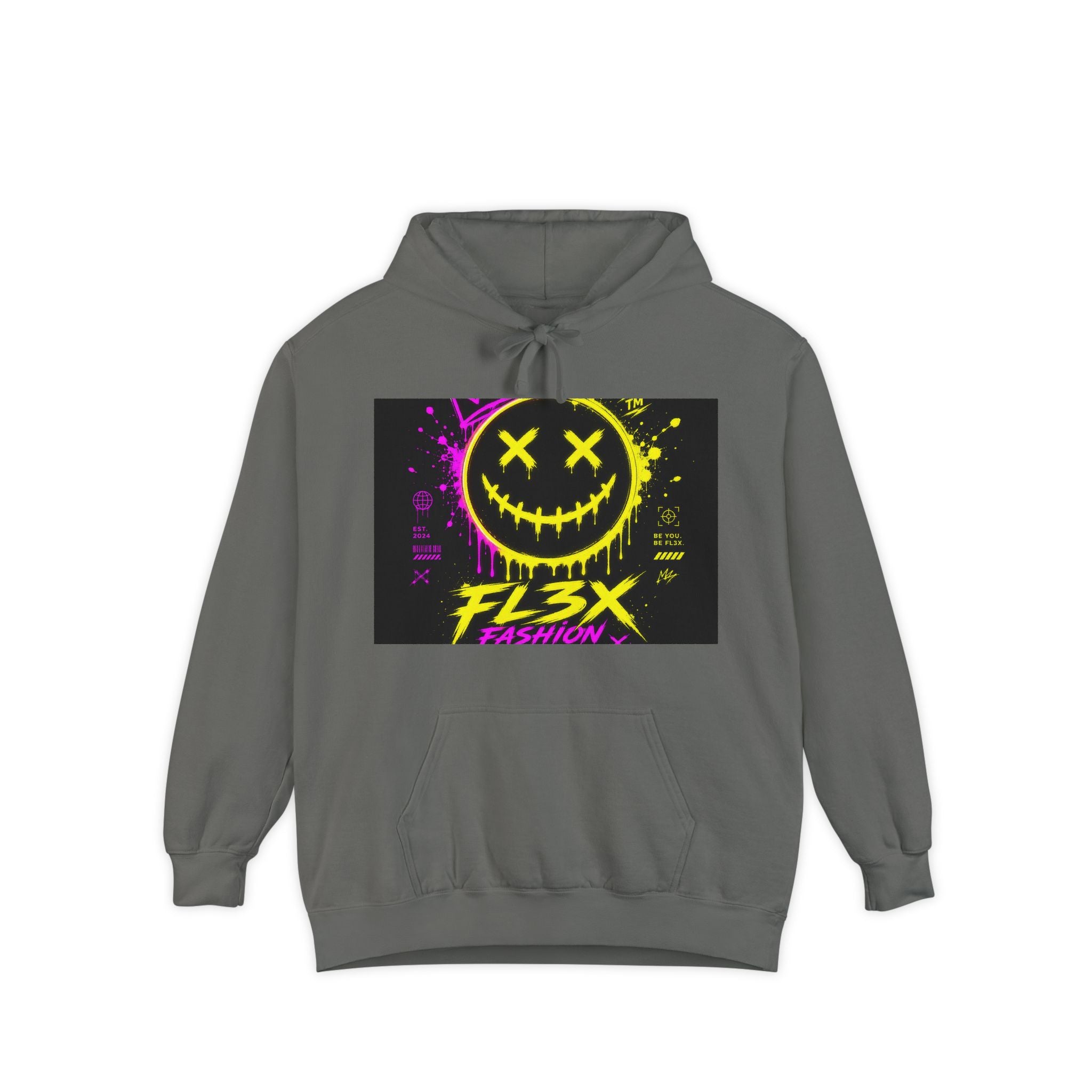 Graffiti Smiley Hoodie — FL3X Neon Streetwear Pullover