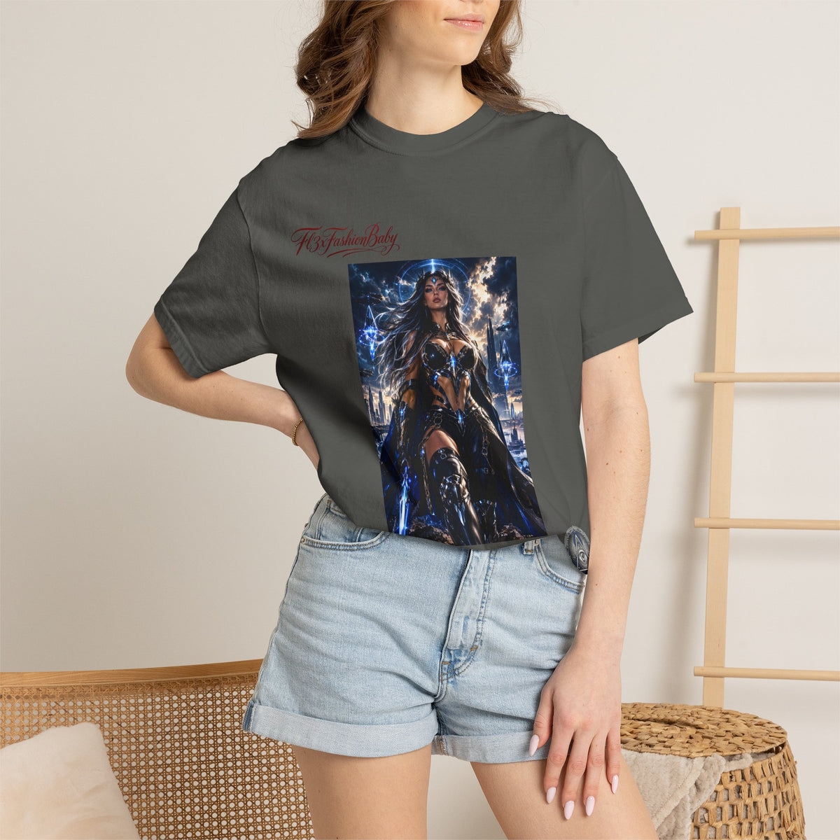 Fantasy Warrior Graphic T-Shirt — "FB7FashionBaby" Logo Tee