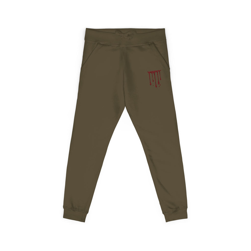 Embroidered Drip Horror Sweatpants — White Fleece Joggers