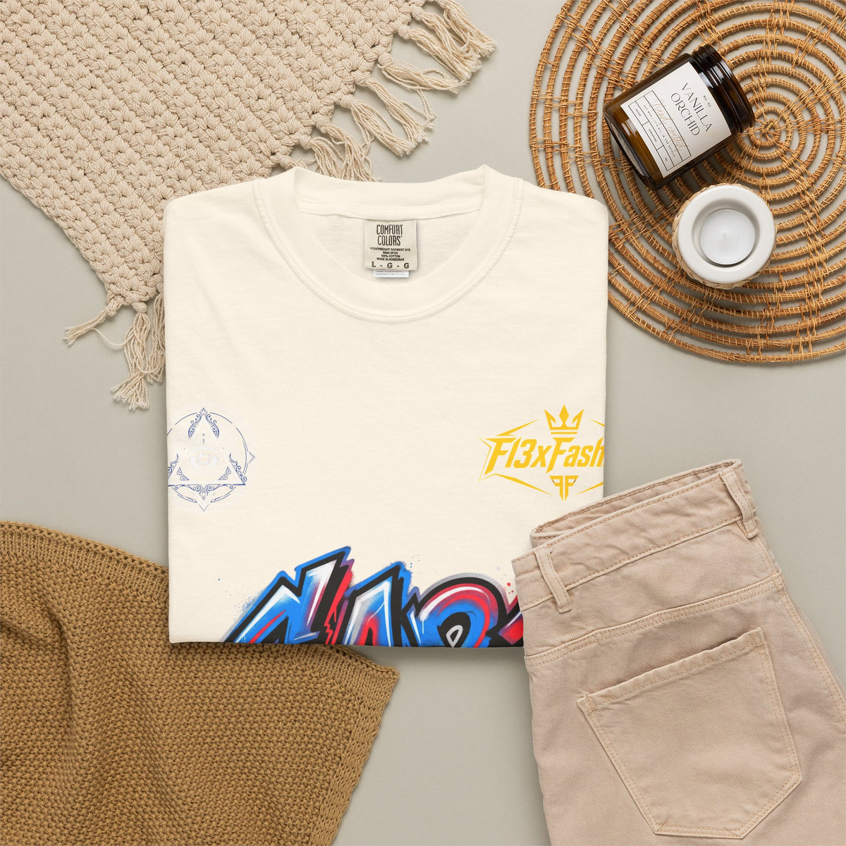 SA21 Graffiti T-Shirt — Urban Streetwear Tee with Drip Art & Tropical Patch