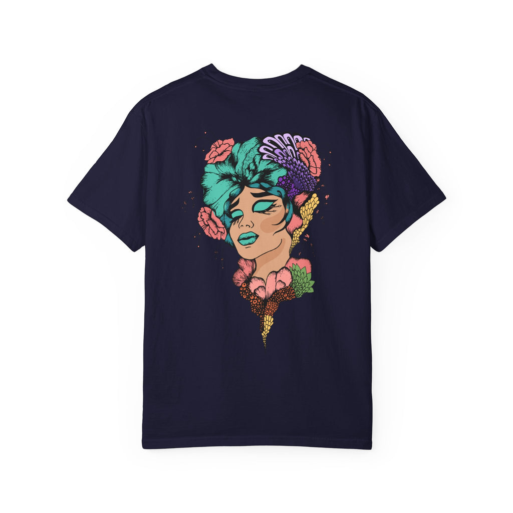 Artistic Floral Portrait T-Shirt — 'Fl3xFashionBaby' Graphic Tee