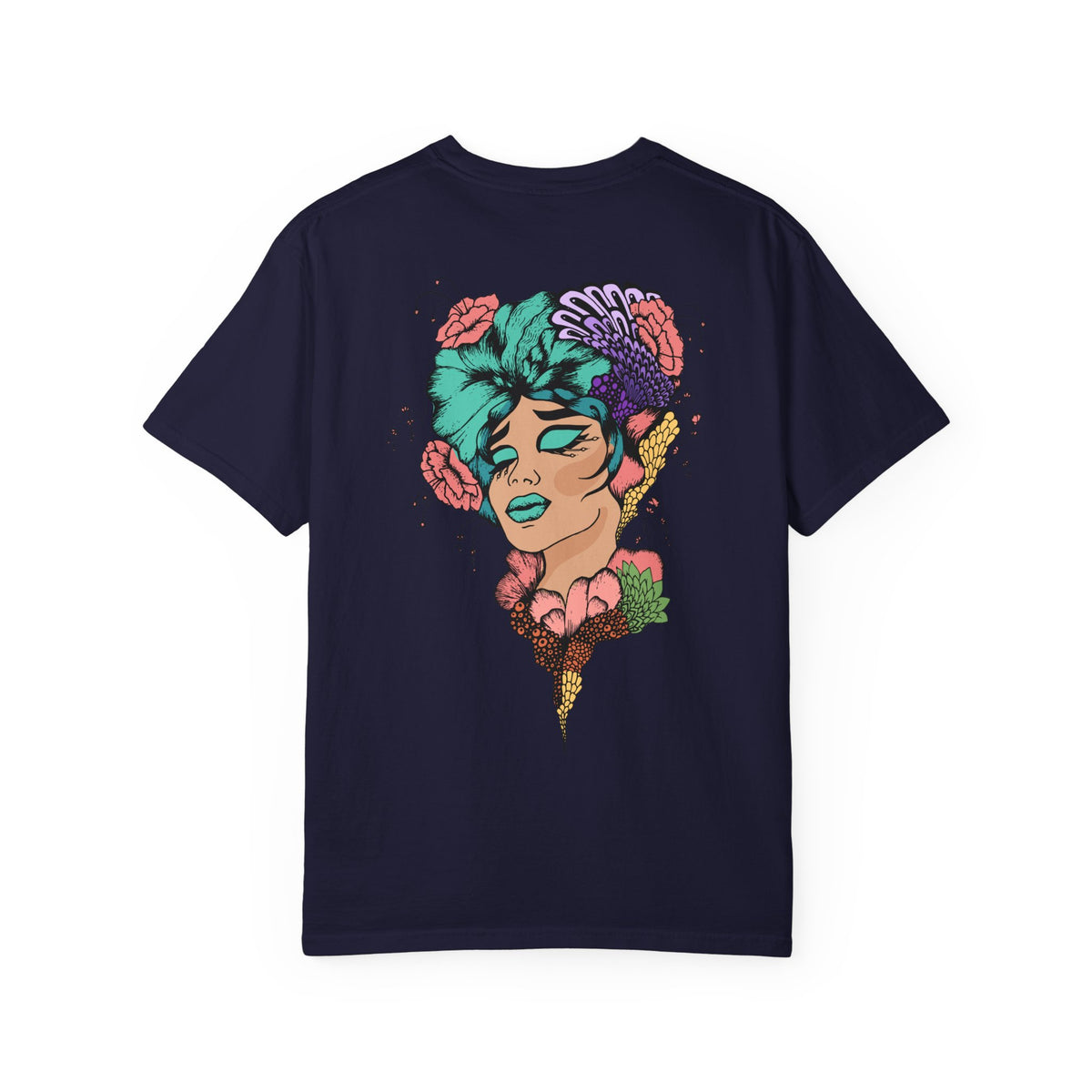 Artistic Floral Portrait T-Shirt — 'Fl3xFashionBaby' Graphic Tee
