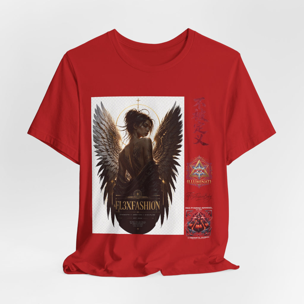 Angel Wings Graphic Tee — '不被定义' Asian-Inspired Dark Angel T-Shirt