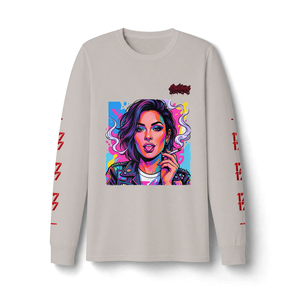 Long Sleeve Tee — Neon Pop Portrait Graphic